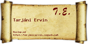 Tarjáni Ervin névjegykártya