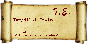 Tarjáni Ervin névjegykártya